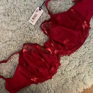 Fantasie brand size 38G NWT red bra - Balcony Leona - embroidered